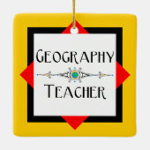 Geografie leraar kleur blok keramisch ornament (Achterkant)