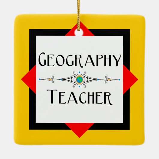 Geografie leraar kleur blok keramisch ornament (Achterkant)