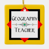 Geografie leraar kleur blok keramisch ornament (Voorkant)