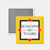 Geografie leraar kleur blok magneet (Voorkant / Achterkant)