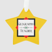 Geografie leraar kleur blok ornament (achterkant)
