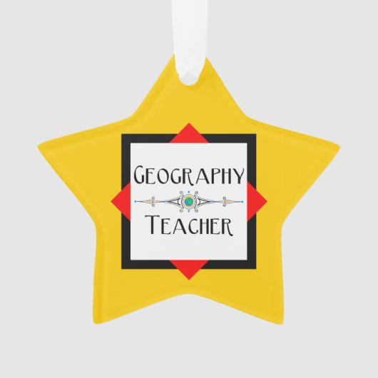 Geografie leraar kleur blok ornament (voorkant)