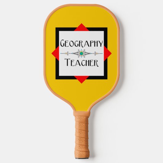 Geografie leraar kleur blok pickleball paddle (Voorkant)