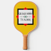 Geografie leraar kleur blok pickleball paddle (Achterkant)