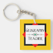 Geografie leraar kleur blok sleutelhanger (Voorkant)
