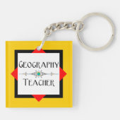 Geografie leraar kleur blok sleutelhanger (Achterkant)