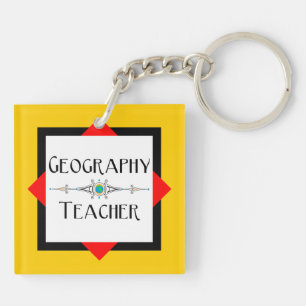Geografie leraar kleur blok sleutelhanger