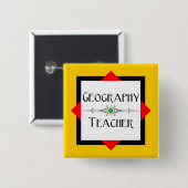 Geografie leraar kleur blok vierkante button 5,1 cm (Voorkant /achterkant)