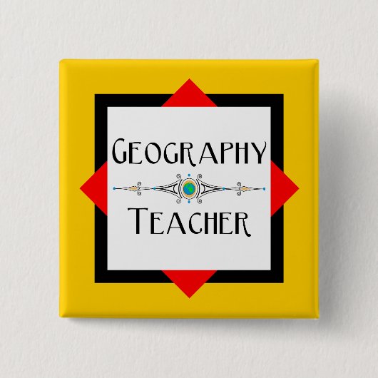 Geografie leraar kleur blok vierkante button 5,1 cm (Voorkant)
