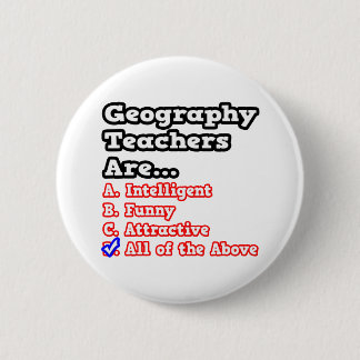 Geografie Leraar Quiz...Joke Ronde Button 5,7 Cm