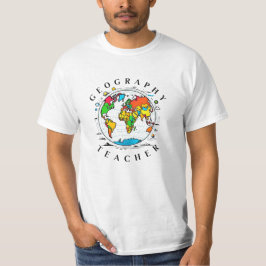Geografie Leraar tekst met kleurrijke Wereldbol Gr T-shirt