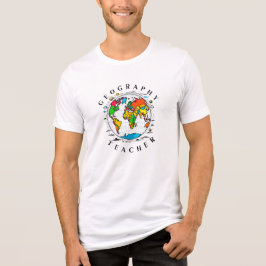 Geografie Leraar tekst met kleurrijke Wereldbol Gr Tri-Blend Shirt