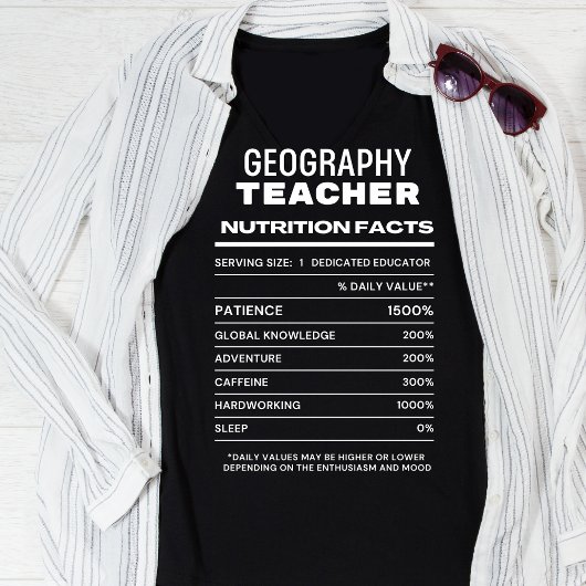 Geografie Leraar Voeding Feiten Grappig T-shirt