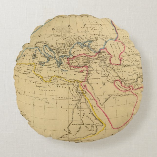 Geografie van Herodotus Rond Kussen (Voorkant)
