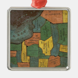 Geografische analyse van de staat New York Metalen Ornament