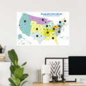 Geografische grenzen van de Federal Reserve Poster (Thuiskantoor)