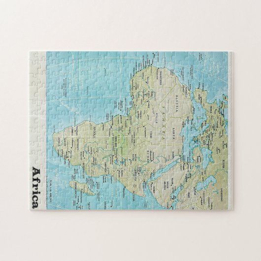Geografische kaart Afrika: Een Jigzaag Puzzle Legpuzzel (Horizontaal)
