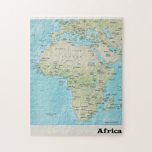 Geografische kaart Afrika: Een Jigzaag Puzzle Legpuzzel (Verticaal)