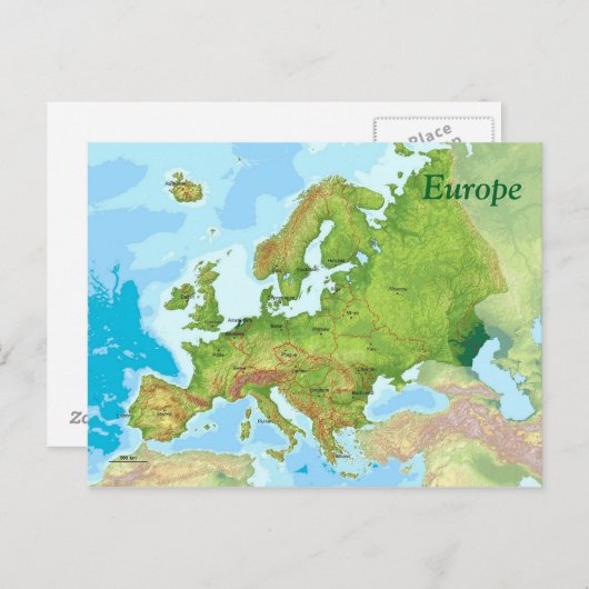 Geografische kaart van Europa (Voorkant / Achterkant)