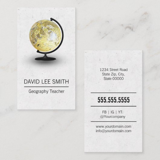Geografische leraar visitekaartje (Voorkant / Achterkant)