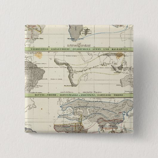 Geografische verdeling vierkante button 5,1 cm (Voorkant)