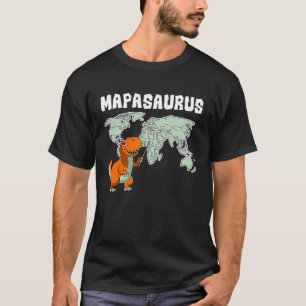 Geografische Wereldkaart Rex Dinosaur Cartographer T-shirt