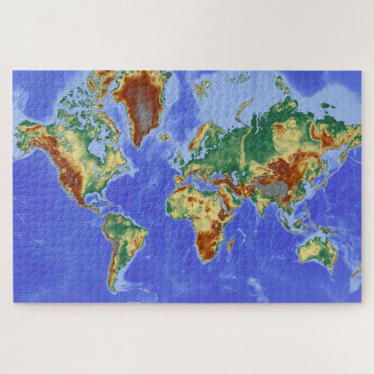Geografische World Atlas Map Continents Legpuzzel (Horizontaal)