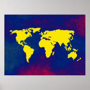 geographic world map decor poster