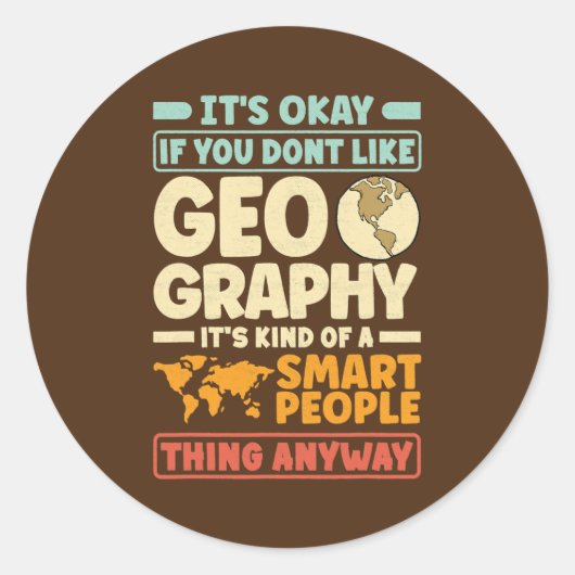 Geography Geographer Cartography Funny  Ronde Sticker (Voorkant)