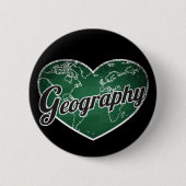 Geography Retro Heart Blackboard Love Ronde Button 5,7 Cm (Voorkant)
