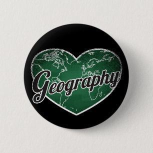 Geography Retro Heart Blackboard Love Ronde Button 5,7 Cm