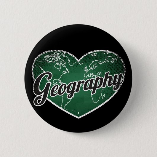 Geography Retro Heart Blackboard Love Ronde Button 5,7 Cm (Voorkant)