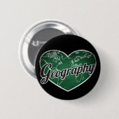 Geography Retro Heart Blackboard Love Ronde Button 5,7 Cm (Voorkant /achterkant)