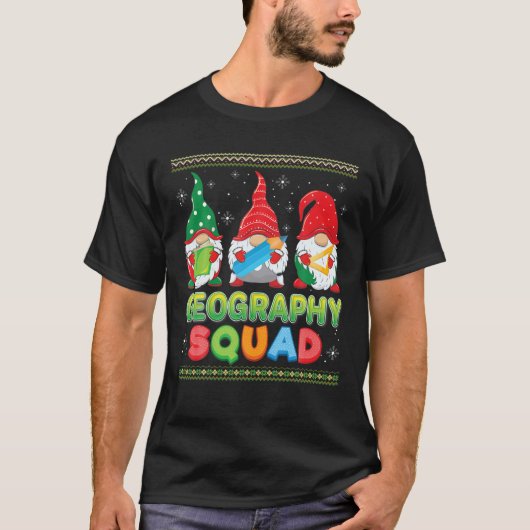 Geography Squad Kerstmis Gnomes Sweater Ugly Teac T-shirt (Voorkant)