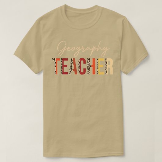 Geography Teacher leopard Fall Autumn Lovers Thank T-shirt (Design voorkant)