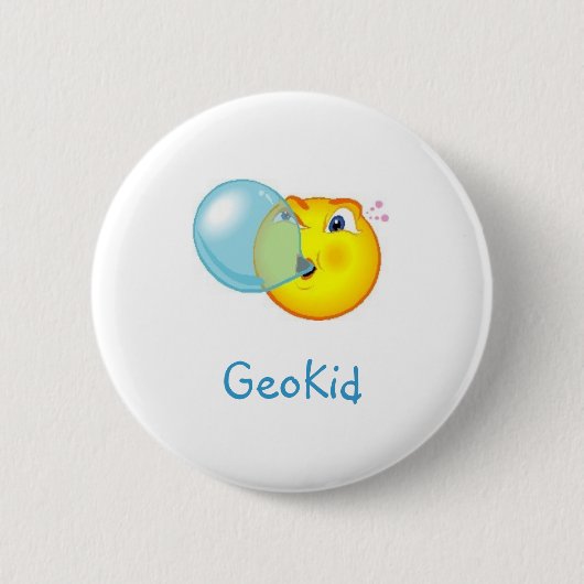 GeoKid Bubblegum Geocaching Swag Pin Ronde Button 5,7 Cm (Voorkant)