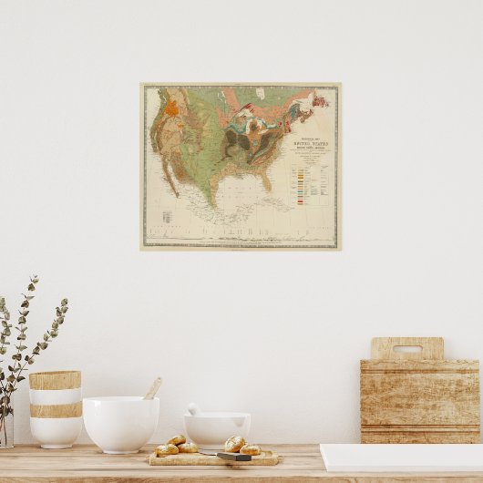 Geol-kaart US Poster (Keuken)