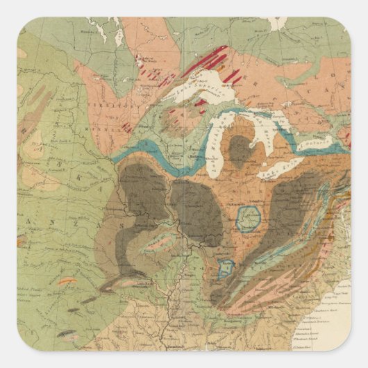 Geol-kaart US Vierkante Sticker (Voorkant)