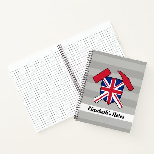 Geologe Rock Hammer met Union Jack Logo Notitieboek (Binnen)