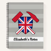 Geologe Rock Hammer met Union Jack Logo Notitieboek (Voorkant)