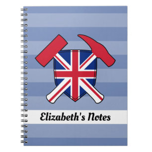 Geologe Rock Hammer met Union Jack Logo Notitieboek