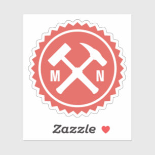 Geologenhamerlogo met uw initiële letters op een sticker