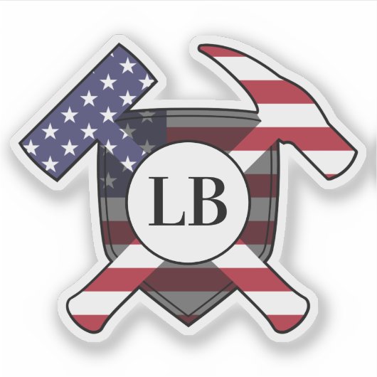 Geologenhamers met uw initialen op vinyl sticker (Voorkant)