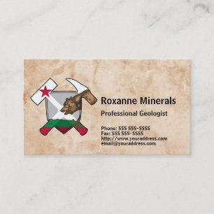 Geologen's Rock Hammer Logo met Californische vlag Visitekaartje