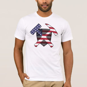 Geologen's USA Flag Rock Hammer Logo T-shirt