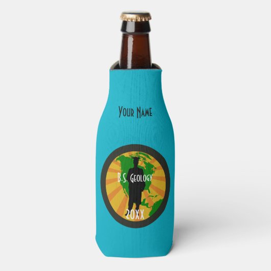 Geologie Afstuderen badge (man) Flesjeskoeler (Fles Voorkant)