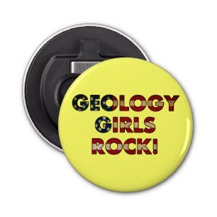 Geologie Girls Rock! (Amerikaanse vlag) Button Flesopener