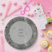 Geologie Grijs Graniet met mos Details Elke tekst Papieren Bordje (Feest)