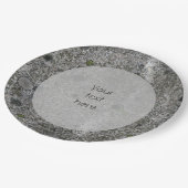 Geologie Grijs Graniet met mos Details Elke tekst Papieren Bordje (Gekanteld)