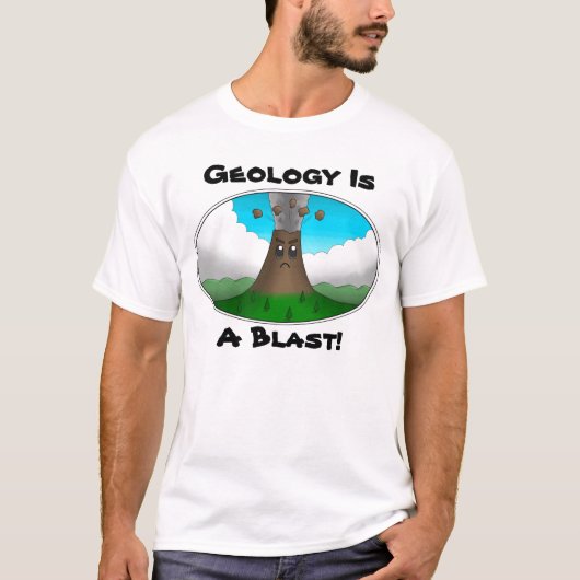 Geologie is een ontploffing! Boze vulkaan T-shirt (Voorkant)